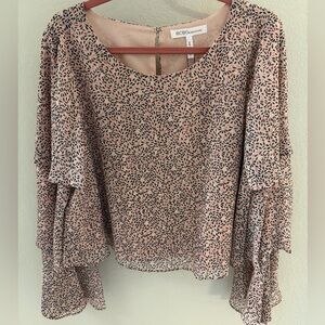 BCBGeneration Women's Pink and Black Patterned Blouse